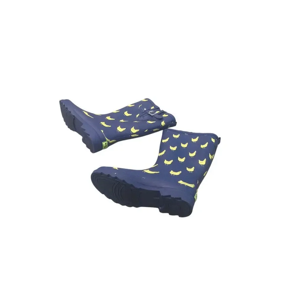 Western Chief Rain Boots Womens‎ 10 Funky Flock Tall Navy Blue Chicken Farm NEW